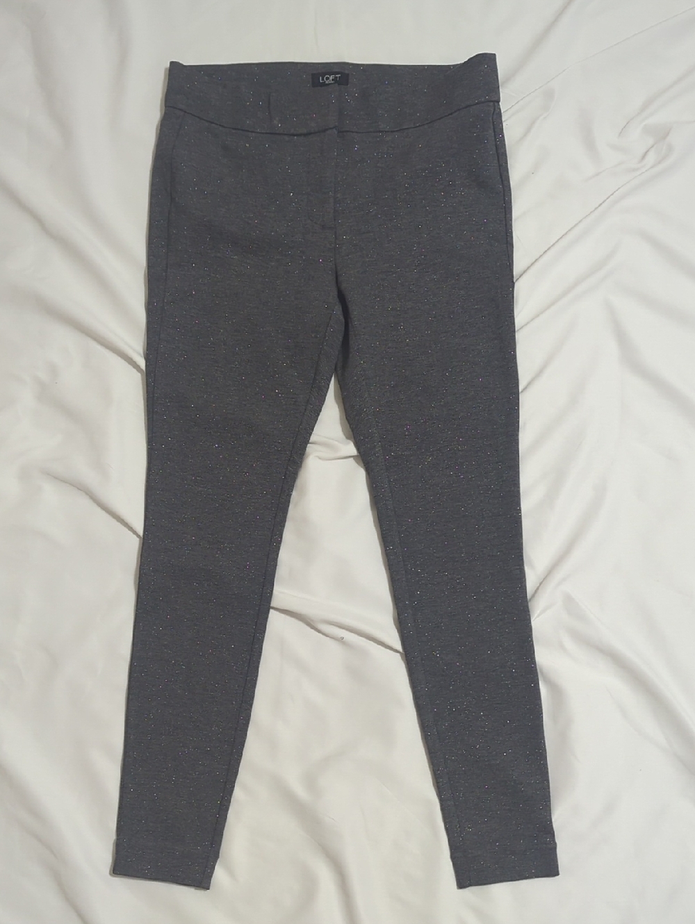 LOFT Pull-On Leggings w/ subtle silver shimmer, Color Dark Heather Grey Size 6P